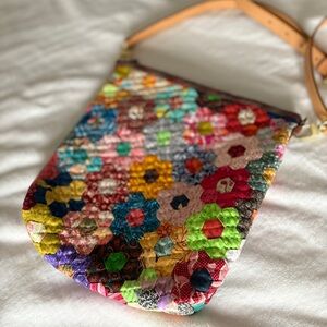 Vintage Vibes Handmade Floral Hexagon Patchwork Bag